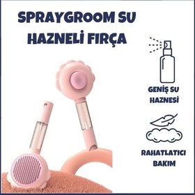 Resim SprayGroom Basmalı Telli Su Sprey Hazneli Hayvan Fırçası 