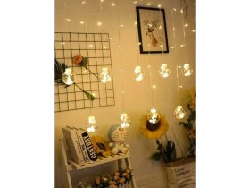 Resim Rkm Store Dekoratif Işıklı Saçaklı Top Perde LED Fişli 8 Fonksiyonlu Günışığı 