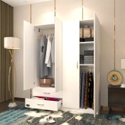 Resim Kenzlife gardırop 4 kapaklı kapılı 2 çekmeceli orkide byz 180*120*42 gardolap dolap 
