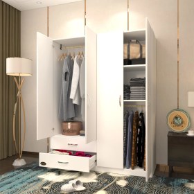 Resim Kenzlife gardırop 4 kapaklı kapılı 2 çekmeceli orkide byz 180*120*42 gardolap dolap 