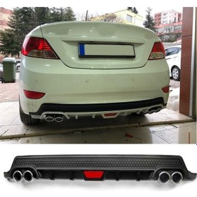 Resim Hyundai Accent Blue Uyumlu Body Kit Difüzör 4 Çıkış Yuvarlak Siyah Model 2 