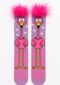 Resim Katia&Bony Kız Çocuk Flamingo Desenli Tüylü Aksesuarlı Dizüstü Çorap 