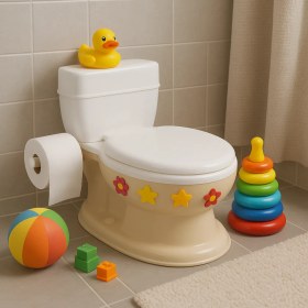 Resim Dolu Nuve Eğitici Lazımlık Bej - Beyaz 