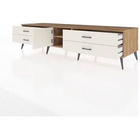 Resim Kronos Tv Ünitesi Tek Raflı 4 Çekmeceli Tek Kapaklı 220x59x51 Çam-aytaşı Aytası/aytası - Atlas Çam 