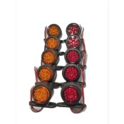 Resim Ahmet Otomotiv (10 Adet) Mercekli Mini Takoz 12 Ledli Sarı-Kırmızı 12V-24V 