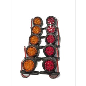 Resim Ahmet Otomotiv (10 Adet) Mercekli Mini Takoz 12 Ledli Sarı-Kırmızı 12V-24V 