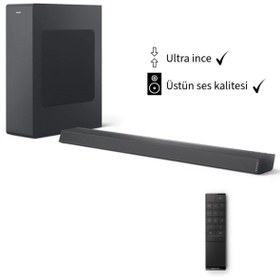 Resim Philips 140W Yüksek Kalite Dolby Audio 2.1 Kanal-derin bas Kablosuz subwoofer'lı soundbar Ses Sistemi 