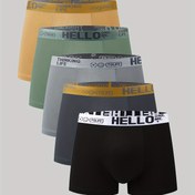 Resim 5'li 'Merhaba' Baskılı Erkek Boxer Külot - Nefes Alabilir & Rahat, Yüksek Esneklikte Hızlı Kuruyan Spor Şortları, Elastik Bel Bandı & Manşetli, Polyester/Spandex Karışımı 