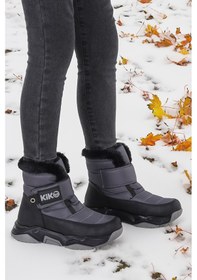 Resim Kiko Kids Magic Cırtlı Erkek Çocuk Kar Botu Füme - Siyah Füme - Siyah 