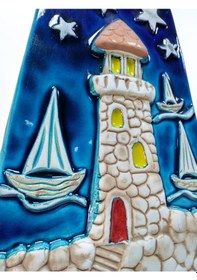 Resim Cajuart Dekoratif Seramik Deniz Feneri Şeklinde Duvar Kapı Süsü 