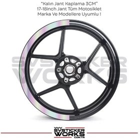 Resim Motosiklet Jant Şeridi Jant Sticker Yarım Kaplama Daire 17-18 İnch Jant Motor Uyumlu Hologram 