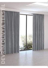 Resim Devrim Olivya Tekstil Lüks 1. Sınıf Düz Dikim Açık Gri Ada Fon Perde En X Yükseklik Açık Gri 