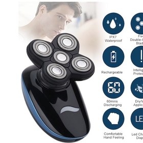 Resim Geeksen Razor Erkek Elektrikli Tıraş Makinesi Şarj Edilebilir Beş Bıçaklı Sakal Siyah 