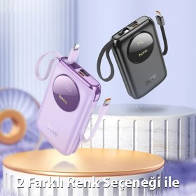 Resim Hoco Q19 Lucky 10000MAH 30W Dijital Göstergeli Kablolu Powerbank 