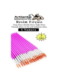 Resim Resim Fırçası 6 Numara 5 Adet Yuvarlak Uçlu Sentetik Resim Fırça Ekonomik Suluboya Akrilik Boya Guaj Boya Yağlı Boya 
