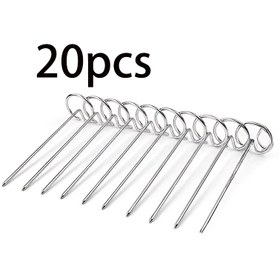 Resim 20 adet Paslanmaz Çelik Hava Fritözü Çöpü - Izgara, Kamp, Piknik, Noel ve Cadılar Bayramı Karnavalı için Mükemmel - Dayanıklı, Kullanımı Kolay Barbekü Aksesuarları Ev ve Açık Hava Pişirme, Açık Hava Izgara Aksesuarları, Piknik Gereksinimleri, Şık Metalik Bitiş, Dayanıklı Yapı, Bbq Çöpü, Metal Çöpü, Piknik Aksesuarları, Dikey Çöp Kebap Yuvarlak 26 Cm 