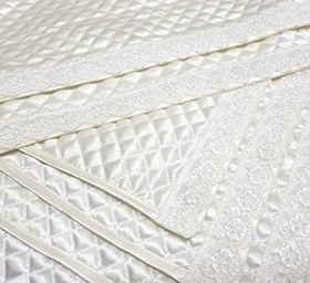 Resim Aysan | Raf Örtüsü | Çekmece Örtüsü | Dolap Içi Örtü | Masa Örtüsü | Dikişli Lüx Saten Güpürlü Kapitone Örtü | Beyaz Hazır İthal Kumaş (60 cm x 80 cm) 