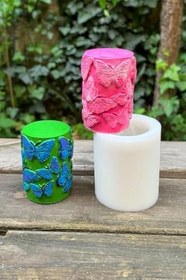 Resim Rufus Concept Kelebek Desenli Silindir Silikon Mum Kalıbı 