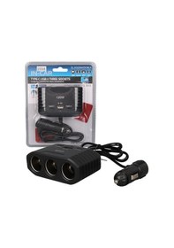 Resim Olesson 2012 12-24v Çift Type-c - Tek Usb Girişli 120w 80cm Kablolu 3'lü Araç Çakmak Çoklayıcı 