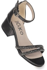 Resim Kiko Kids Sarer Vakko Taşlı Kız Çocuk 3 Cm Topuklu Sandalet Abiye Ayakkabı 
