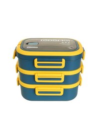 Resim 3 Katlı Paslanmaz Çelik Sızdırmaz Saklama Kabı Beslenme Kabı 2,45 Lt. Yeşil-sarı İthal Ürün Çok Renkli 