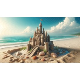 Resim Venspor Kumsalda Kumdan Kale ve Deniz Kabuğu Arkaplan Fotoğraf Stüdyosu ve Çocuk Odası Için 200 x 150 cm Duvar Örtüsü Fon 