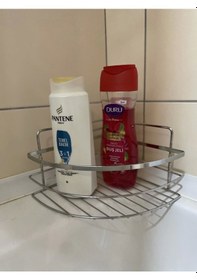 Resim Banyo Köşe Rafı Tek Katlı Şampuanlık Vidalı Çok Renkli 