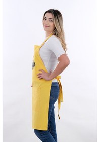 Resim Unisex Master Chef Ayar Askılı Mutfak Önlüğü Sarı 