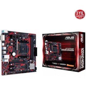 Resim B450M-DRAGON AM4 DDR4 Ses+GLan HDMI/DVI Sata3 M2 USB3.1 mATX 