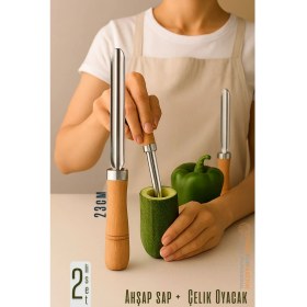 Resim Oyacak - 2 Li Set Dolmalık Kabak ve Biber Patlıcan Oyacağı 304 Paslanmaz Çelik 722022 