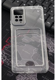 Resim Xiaomi Redmi Note 11 Pro Uyumlu Kredi Kartlıklı Şeffaf Kılıf Kamera Korumalı 