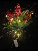 Resim Yapay Çiçek Yılbaşı Çiçeği Kırmızı Demet Kokina Led Işıklı 3 Fonk 