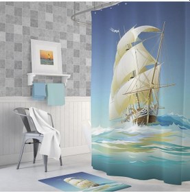 Resim Zethome Tropik Ship Banyo Duş Perdesi Tek Kanat 1X180X200 Çok Renkli 