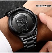 Resim Fastbuy Altın Siyah Kuru Kafa Spor Kol Saati Paslanmaz Çelik Yaratıcı Tasarım Altın 