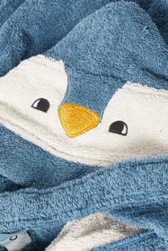 Resim Lily Çocuk Bornoz Yumuşak Polar, Penguen Kapüşonlu Tasarım - 7-8 Yaş 