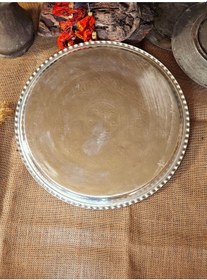 Resim Bakır Kalaylı İşlemeli Tepsi 30 Cm Gümüş 