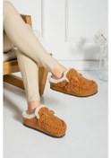 Resim Shoetek Lamia Kadın Terlik Tokalı İçi Kürklü Taba Taba 