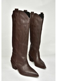 Resim Fox Shoes T267765209 Kahverengi Kovboy Model Kadın Çizme Kahverengi-suni Deri Kahverengi 