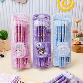 Resim 12 Parça Sanrio HB Yazı Kalemi Silgili, Çizgi Film Yapay Yeşim Kalem Seti, Başlangıçlar İçin Kırtasiye, Eğlenceli Tasarım, Dayanıklı Silgi, Hafif Kalem, HB Kalem, Okul Malzemeleri 