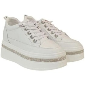 Resim Guja Taşlı Şık Kadın Deri Sneaker Ayakkabısı 