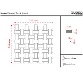 Resim TUQCO Doğal Taş Basket Weave Traverten Cilalı Mermer Mozaik 