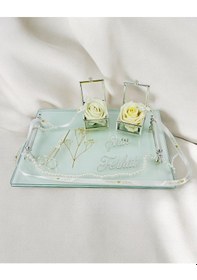 Resim Reflection Gümüş Şeffaf Söz Tepsisi Ve Damat Kahve Tepsisi Krem Krem 
