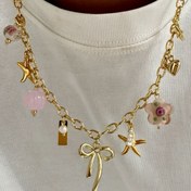 Resim 1 adet Vintage Stil Paslanmaz Çelik Charm Kolye Kadınlar için, Yıldız Balığı, Kurdele, Kalp Pendants, Günlük ve Parti Giyim için Moda Takı, Arkadaşlar için Hediye 