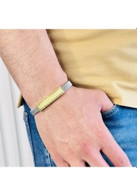 Resim Gümüş Erkek Bileklik ,14k Altın Kaplama, Isim Yazılabilir 