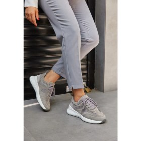 Resim Nilufarr Roma Gri Süet Hakiki Deri Kadın Sneaker 