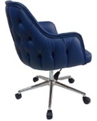 Resim Bilgisayar ve Çalışma Koltuğu Mavi Renk Suni Deri Krom Yıldız Aya 
