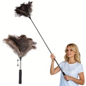 Resim 1 adet 43.18-101.6cm Teleskopik Saplı Devekuşu Tüyü Toz Alma Aleti - Tavan Fanları, Avizeler, Jaluziler, Mobilyalar ve Elektronik Ürünler için Yeniden Kullanılabilir Uzatılabilir Temizlik Aracı - Güç Gerektirmez 