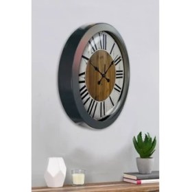Resim Bahat Salon Ofis Duvar Saati Gri Metal Çerçeve 36 cm 