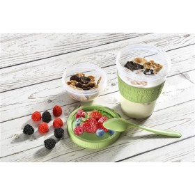 Resim Meyve Hazneli - Kaşıklı Portatif Yoğurt Kabı 