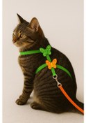 Resim Mıt Kedi Göğüs Tasması Kelebekli Yeşil 